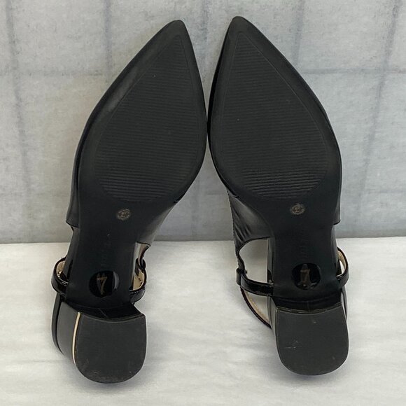 Liz Claiborne Pointed Closed Toe Chunky Low Heel Slingback Pumps LC Bay Black - Picture 12 of 13
